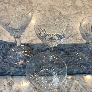 Cut Crystal Stemmed Glasses - Clear (Set) 6 water, wine, champagne and dessert